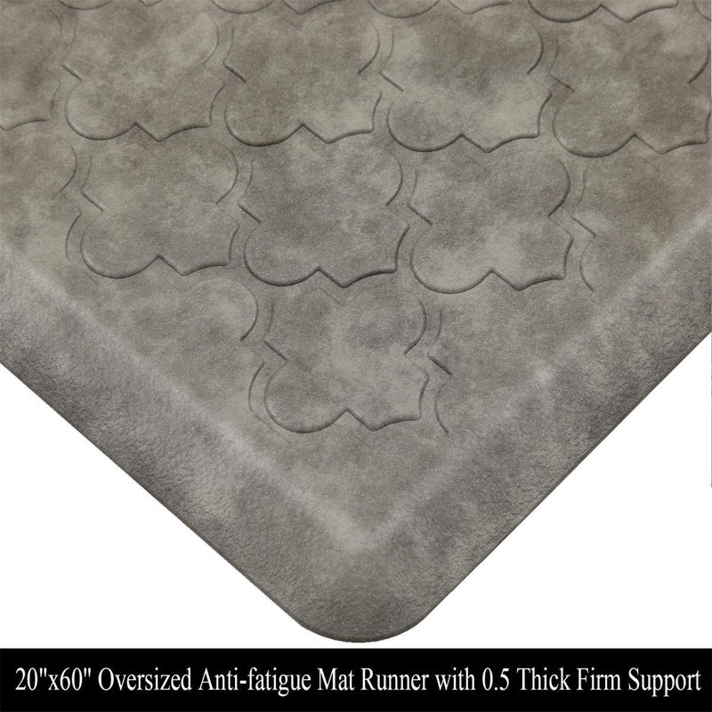 HEBE Kitchen Mat Cushioned Anti Fatigue Comfort Floor Mat 20"x60" Waterproof Non Slip Kitchen Rug Runner Laundry Room Rug Floor Carpet Heavy Duty Comfort Standing Mat Pads,Grey - Image 3